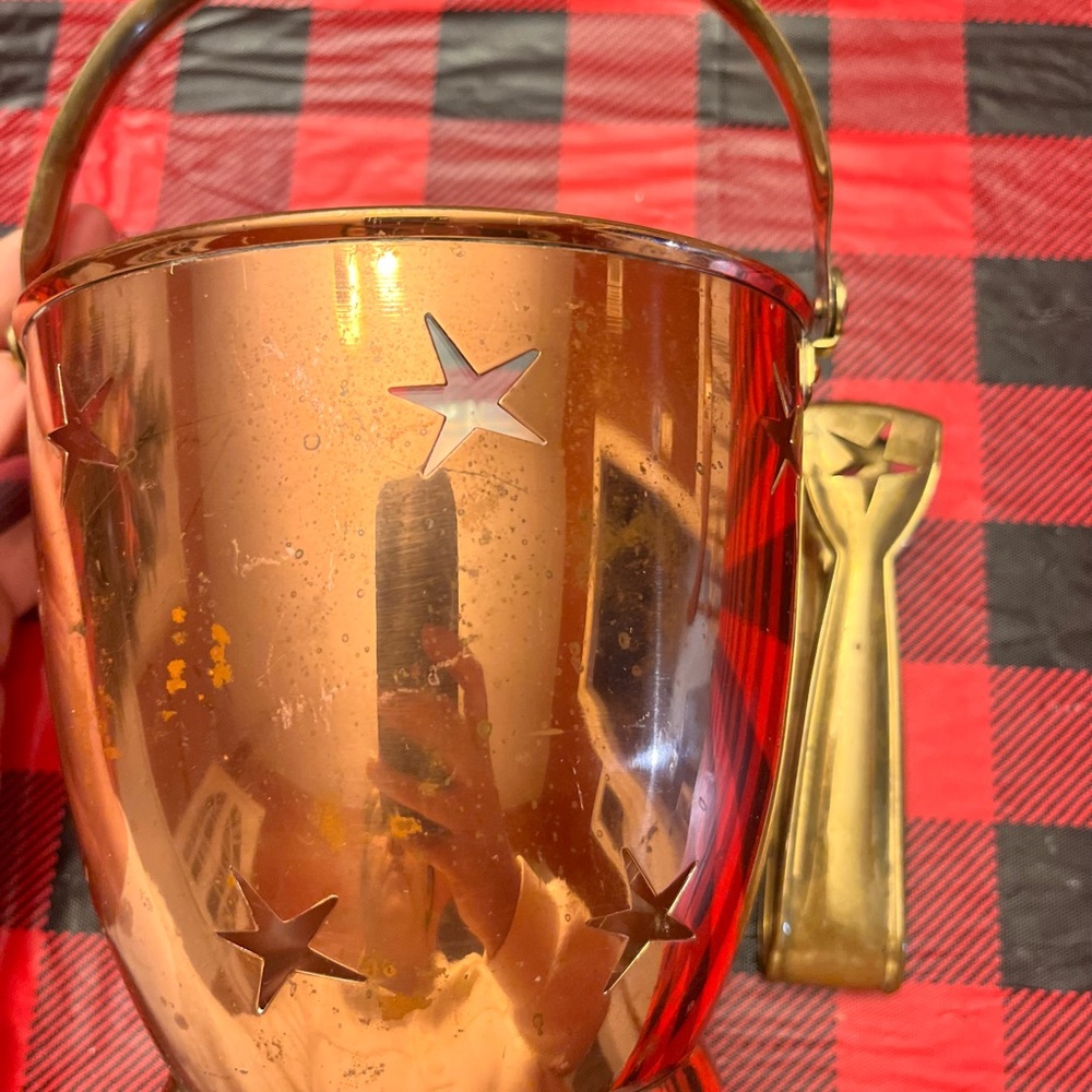 Vintage Copper Star Ice Bucket Tongs
